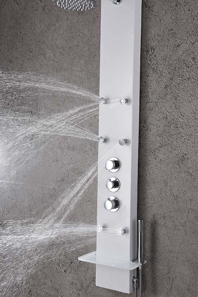 Anzzi Panther 60 in. 6-Jetted Full Body Shower Panel with Heavy Rain Shower and Spray Wand in White SP-AZ8088 8