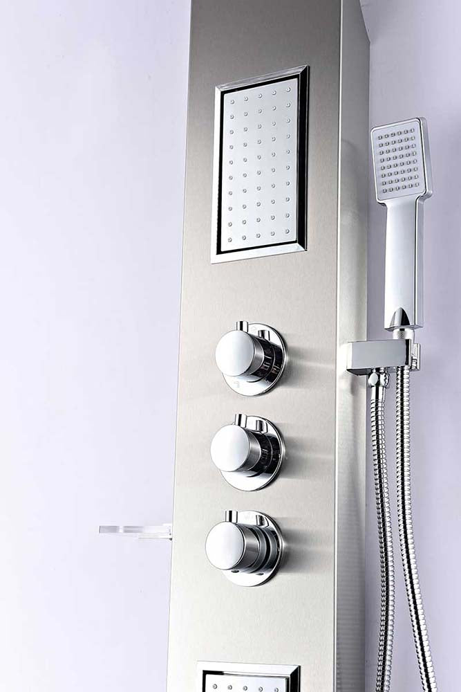 Anzzi Mesmer 58 in. Full Body Shower Panel with Heavy Rain Shower and Spray Wand in Brushed Steel SP-AZ8094 13