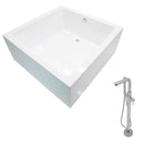 Anzzi Apollo 4.6 ft. Acrylic Freestanding Non-Whirlpool Bathtub in White and Sens Series Faucet in Chrome