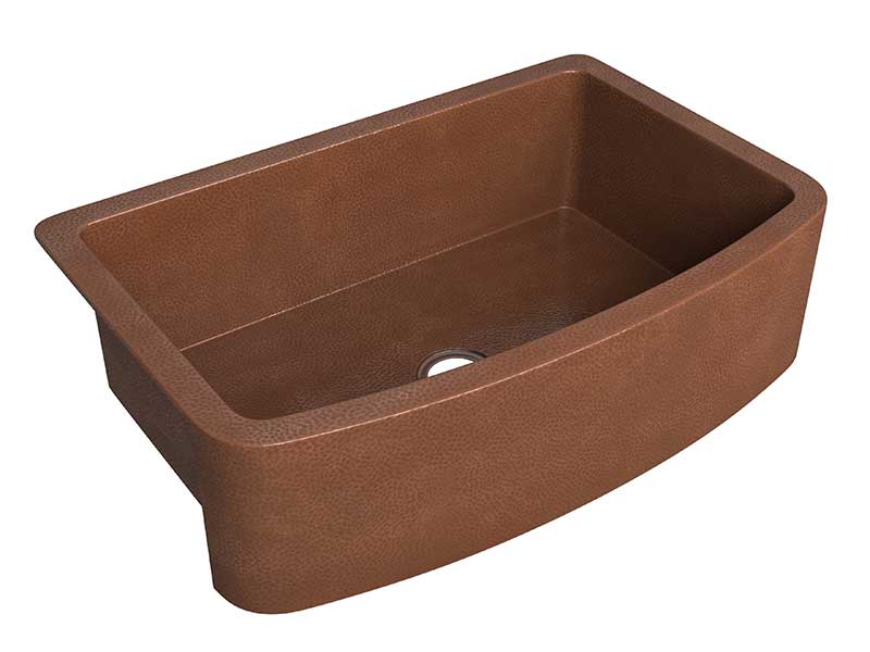 Anzzi Pieria Farmhouse Handmade Copper 33 in. 0-Hole Single Bowl Kitchen Sink in Hammered Antique Copper SK-006 5