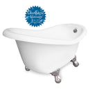 American Bath Factory Champagne Ascot 60" White AcraStone Tub & Drain, No Faucet Holes
