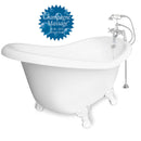 American Bath Factory Champagne Ascot 60" White AcraStone Package