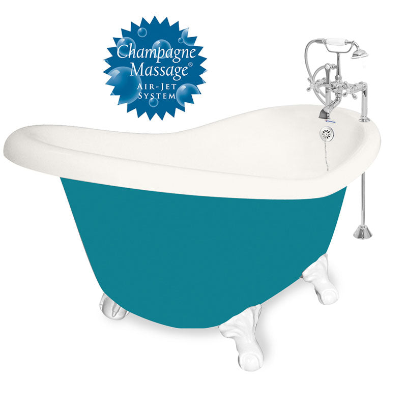 American Bath Factory 60" Ascot in Bisque and Splash of Color with White Finish and F100A Deck Mount