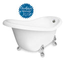 American Bath Factory Champagne Ascot 60" White AcraStone Tub & Drain, No Faucet Holes