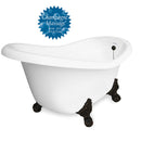 American Bath Factory Champagne Ascot 60" White AcraStone Tub & Drain, No Faucet Holes