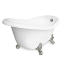 American Bath Factory Ascot 60" White AcraStone Tub & Drain, No Faucet Holes