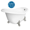 American Bath Factory Champagne Ascot 60" White AcraStone Tub & Drain, No Faucet Holes