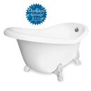 American Bath Factory Champagne Ascot 60" White AcraStone Tub & Drain, No Faucet Holes