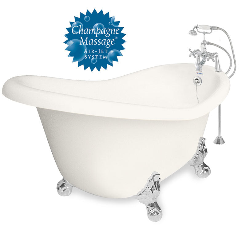 American Bath Factory 60" Ascot in Bisque with Chrome Finish and F900A Deck Mount