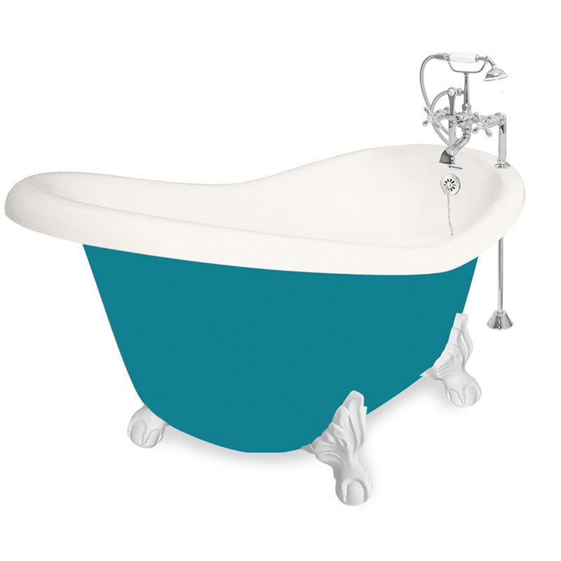 American Bath Factory 60" Ascot in Bisque and Splash of Color with White Finish and F900A Deck Mount
