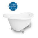American Bath Factory Champagne Marilyn 67" White AcraStone Tub & Drain, No Faucet Holes