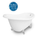 American Bath Factory Champagne Marilyn 67" White AcraStone Tub & Drain, 7" Faucet Holes
