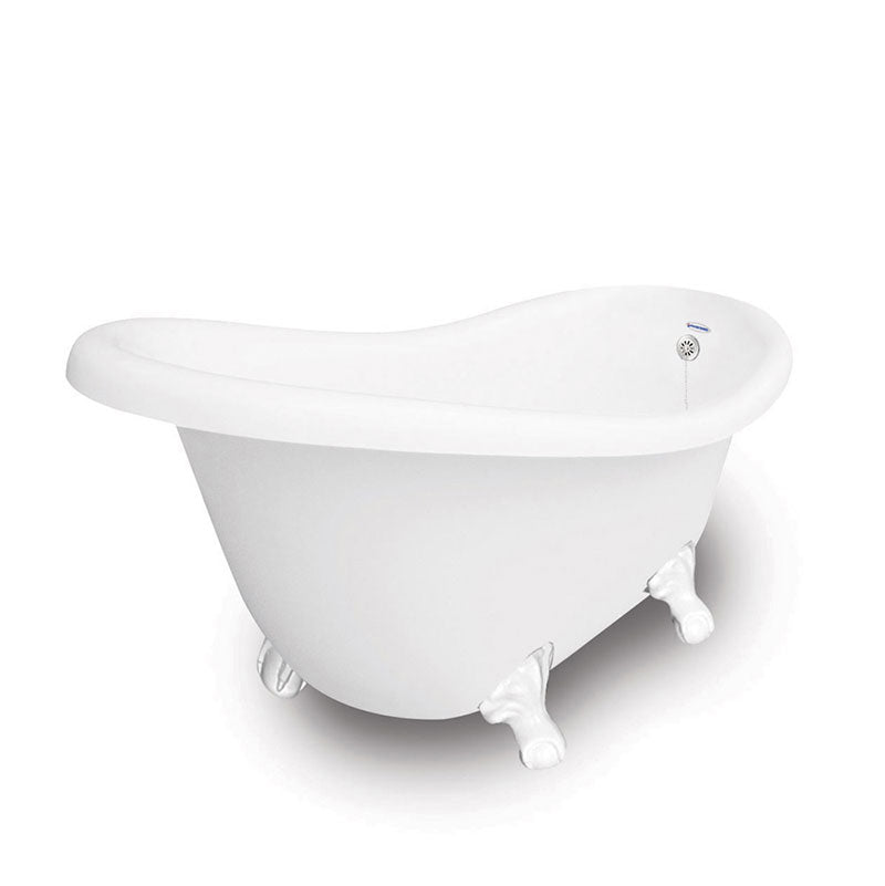 American Bath Factory Marilyn 67" White AcraStone Tub & Drain, No Faucet Holes