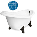 American Bath Factory Champagne Marilyn 67" White AcraStone Tub & Drain, No Faucet Holes