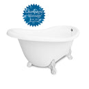 American Bath Factory Champagne Marilyn 67" White AcraStone Tub & Drain, No Faucet Holes