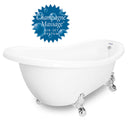 American Bath Factory Champagne Churchill 71" White AcraStone Tub & Drain, No Faucet Holes