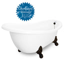 American Bath Factory Champagne Churchill 71" White AcraStone Tub & Drain , No Faucet Holes