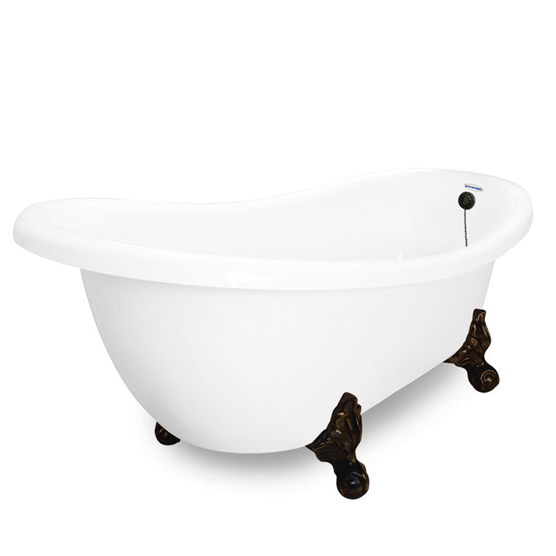 American Bath Factory Churchill 71" White AcraStone Tub & Drain, 7" Faucet Holes