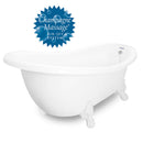 American Bath Factory Champagne Churchill 71" White AcraStone Tub & Drain , No Faucet Holes
