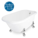 American Bath Factory Champagne Jester 54" White AcraStone Tub & Drain, No Faucet Holes