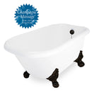 American Bath Factory Champagne Jester 54" White AcraStone Tub & Drain , 7" Faucet Holes