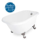 American Bath Factory Champagne Trinity 60" White AcraStone Tub & Drain, 7" Faucet Holes