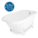 American Bath Factory Champagne Trinity 60" White AcraStone Tub & Drain, 7" Faucet Holes