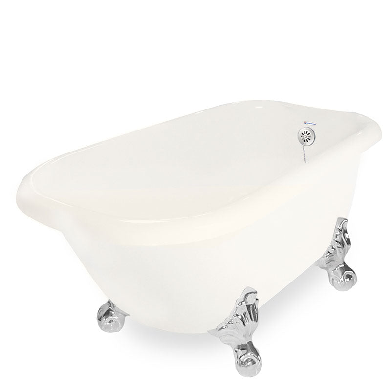 American Bath Factory Trinity 60" Bisque AcraStone Tub & Drain, No Faucet Holes