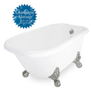 American Bath Factory Champagne Trinity 60" White AcraStone Tub & Drain, No Faucet Holes