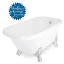 American Bath Factory Champagne Trinity 60" White AcraStone Tub & Drain, No Faucet Holes