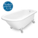 American Bath Factory Champagne Maverick 67" White AcraStone Tub & Drain, No Faucet Holes