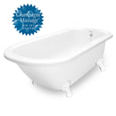 American Bath Factory Champagne Maverick 67" White AcraStone Tub & Drain , 7" Faucet Holes