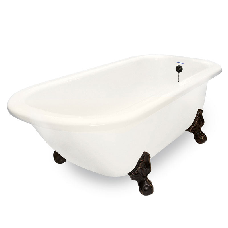 American Bath Factory Maverick 67" Bisque AcraStone Tub & Drain, 7" Faucet Holes