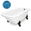 American Bath Factory Champagne Maverick 67" White AcraStone Tub & Drain, No Faucet Holes