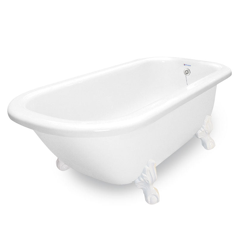 American Bath Factory Maverick 67" White AcraStone Tub & Drain , 7" Faucet Holes