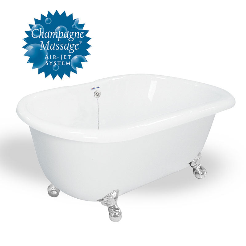 American Bath Factory Melinda 60" White AcraStone Tub & Drain, No Faucet Holes