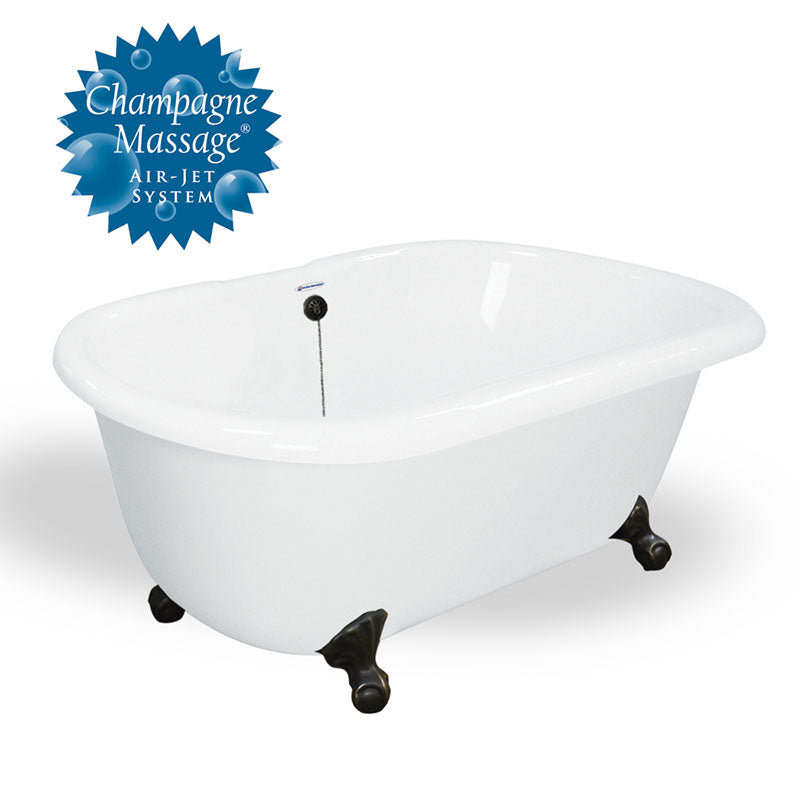 American Bath Factory Melinda 60" White AcraStone Tub & Drain, 7" Faucet Holes