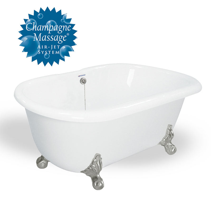American Bath Factory Melinda 60" White AcraStone Tub & Drain , 7" Faucet Holes