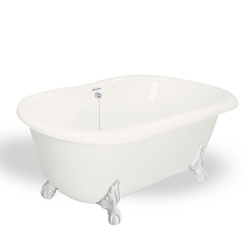 American Bath Factory Melinda 60" Bisque AcraStone Tub & Drain, 7" Faucet Holes