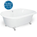 American Bath Factory Celine 70" White AcraStone Tub & Drain, No Faucet Holes