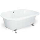 American Bath Factory Celine 70" White AcraStone Tub & Drain, No Faucet Holes