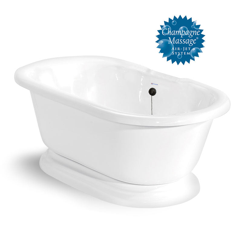 American Bath Factory Nobb Hill 60" White AcraStone Tub & Drain, No Faucet Holes