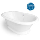 American Bath Factory Heritage 72" White AcraStone Tub & Drain, No Faucet Holes