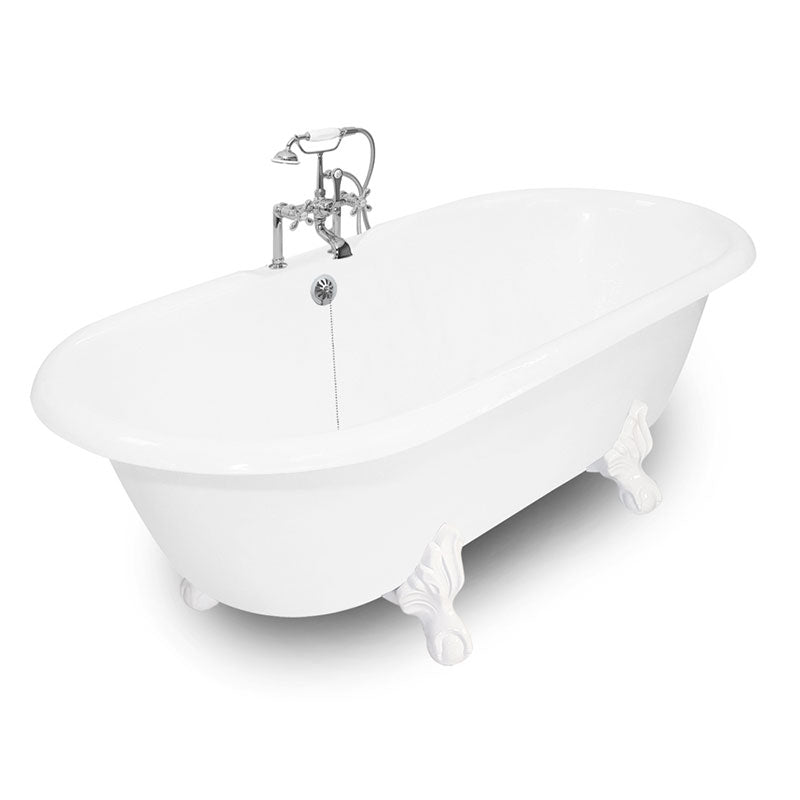 American Bath Factory 67" Winston in White with White Finish and F100A Deck Mount