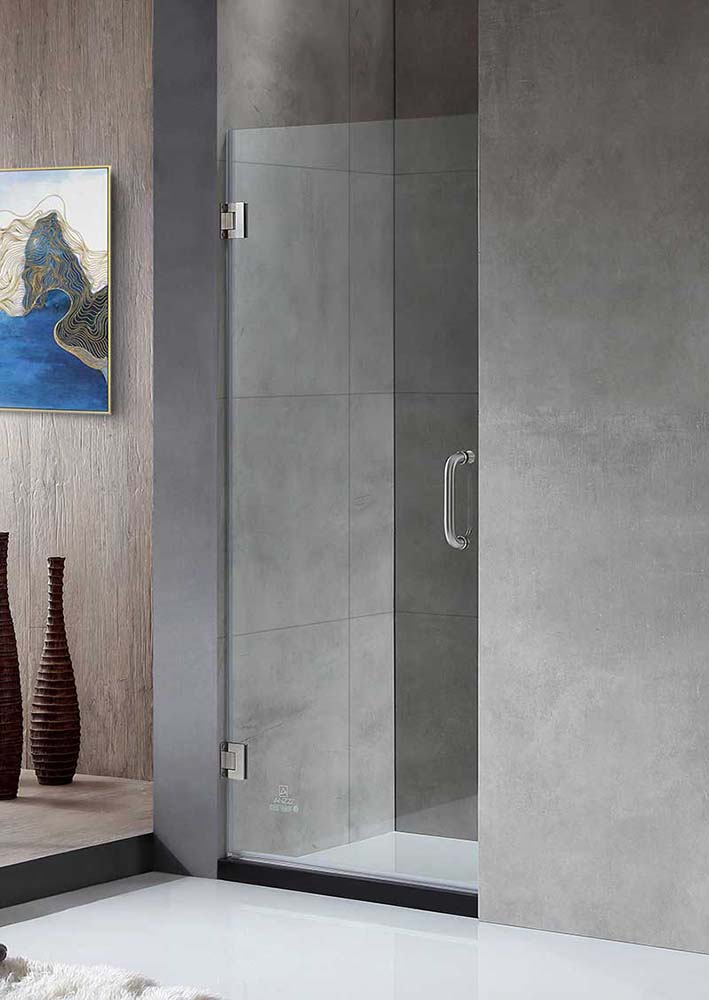 Anzzi Passion Series 24 in. by 72 in. Frameless Hinged Shower Door in Brushed Nickel with Handle SD-AZ8075-01BN