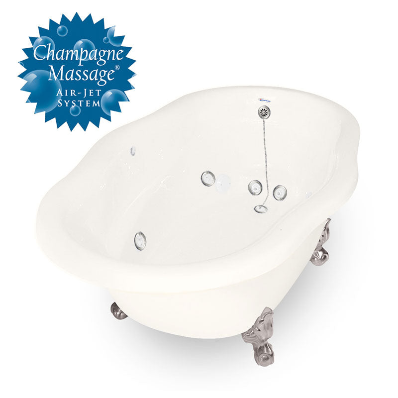American Bath Factory Whirlpool Caspian 72" Bisque AcraStone Tub & Drain , 7" Faucet Holes