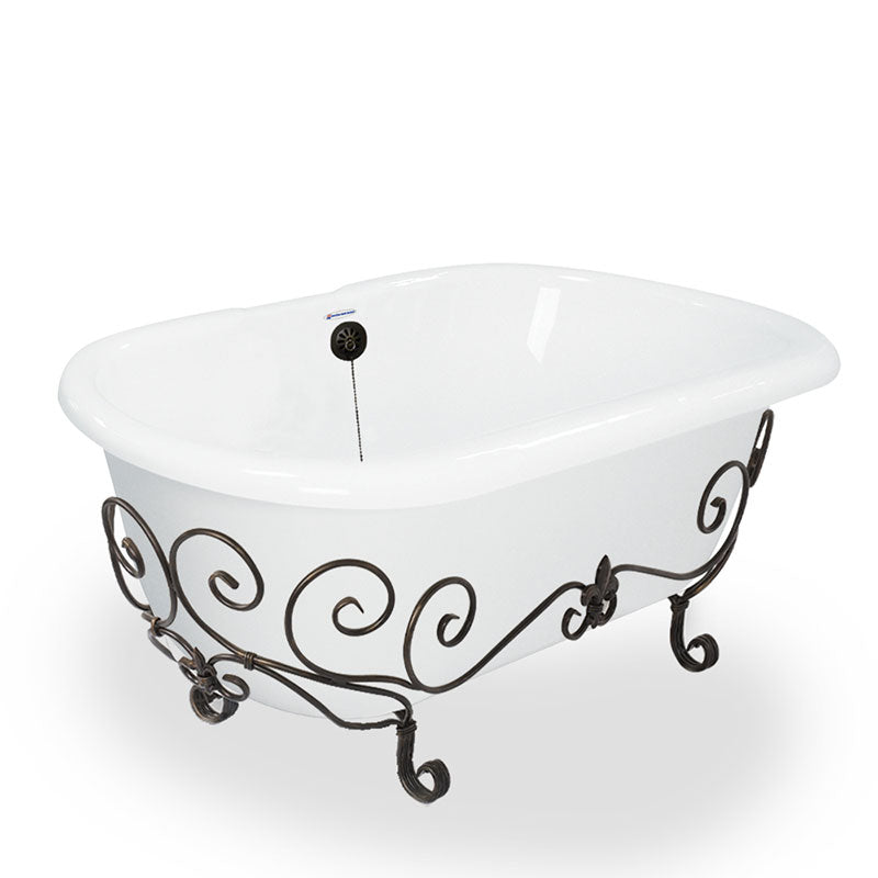 American Bath Factory Melinda Nuevo 60" White AcraStone Tub & Drain, No Faucet Holes