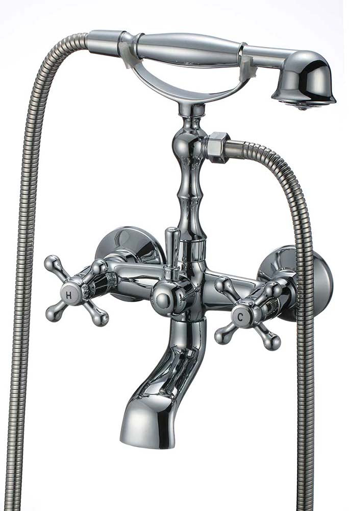 Anzzi Victoria 3-Handle Wall-Mount Roman Tub Faucet with Handheld Sprayer in Polished Chrome FR-AZ108CH