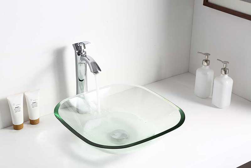 Anzzi Cadenza Series Deco-Glass Vessel Sink in Lustrous Clear Finish 3