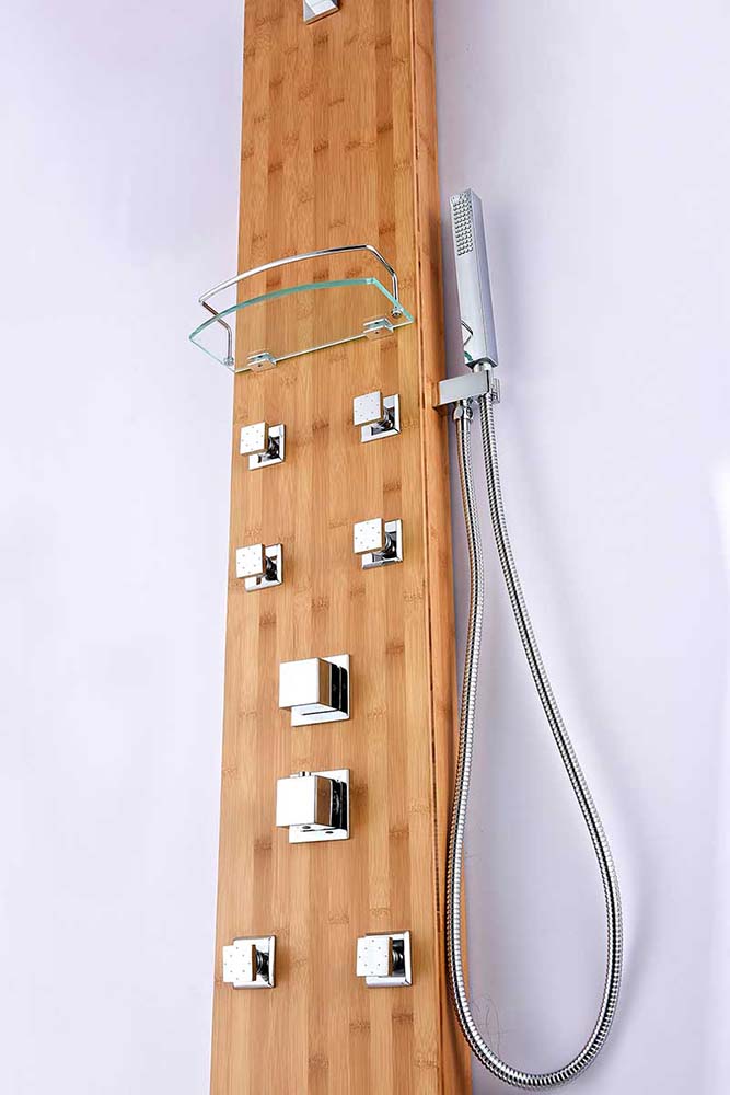 Anzzi Mansion 60 in. Full Body Shower Panel with Heavy Rain Shower and Spray Wand in Natural Bamboo